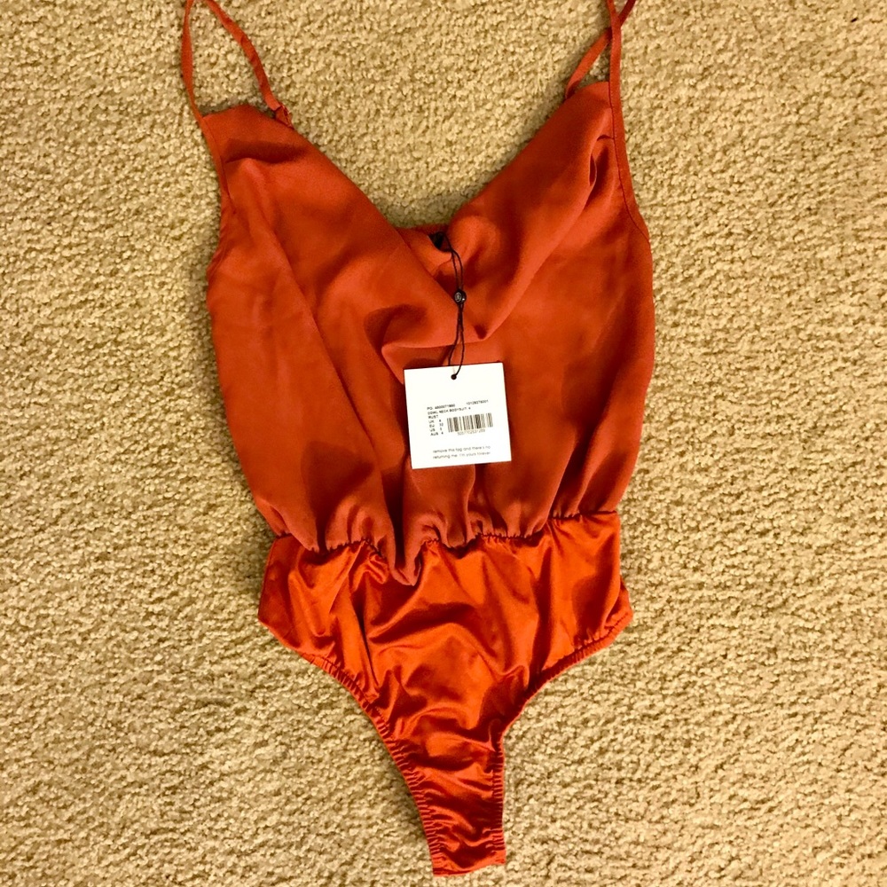 Satin cowl neck Missguided bodysuit. New w/ tags.